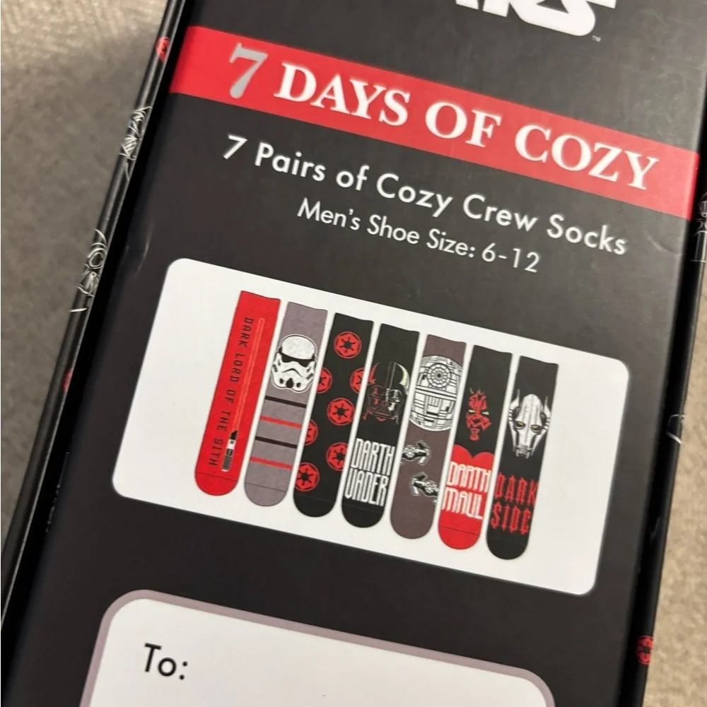 Disney Star Wars 7-Pack Men's Crew Socks Gift boxed New Sz 6-12